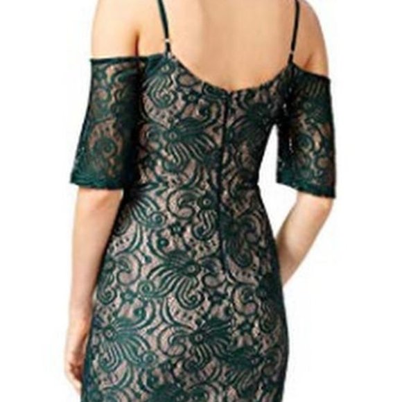 Sequin Hearts Womens Juniors Lace Mini Cocktail Dress Green Size 5 - Picture 2 of 2